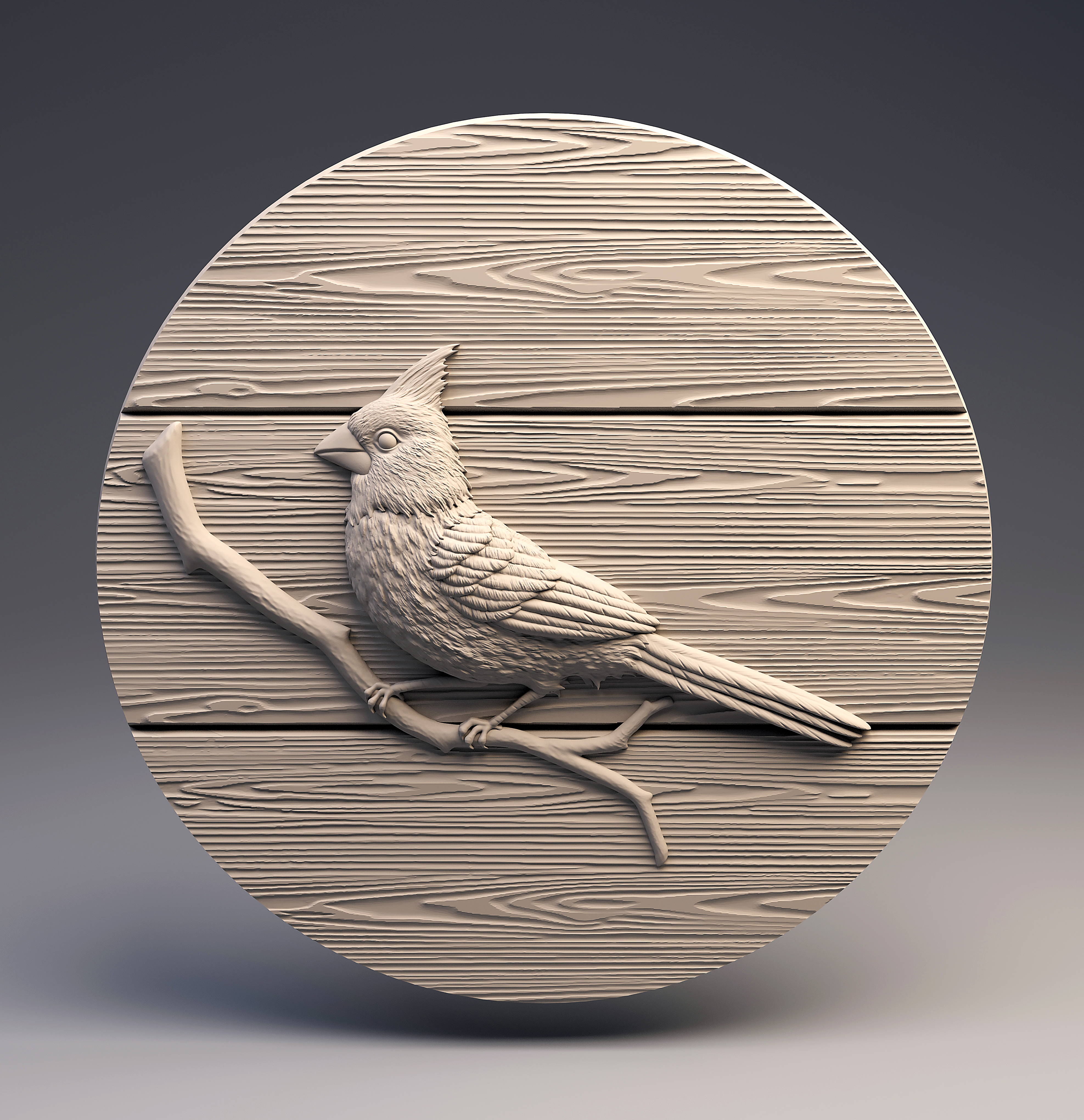 Cardinal In Wood